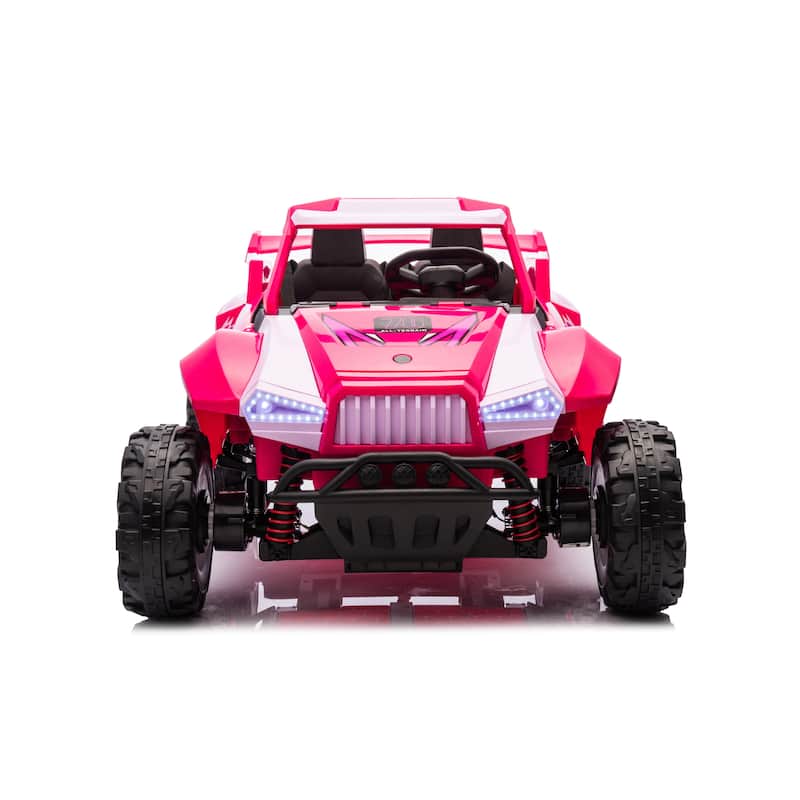 24V Kids Ride-On Car Electric Car with Police Lights, Pink Toddler Vehicle Ride on Jeep with Parent Remote