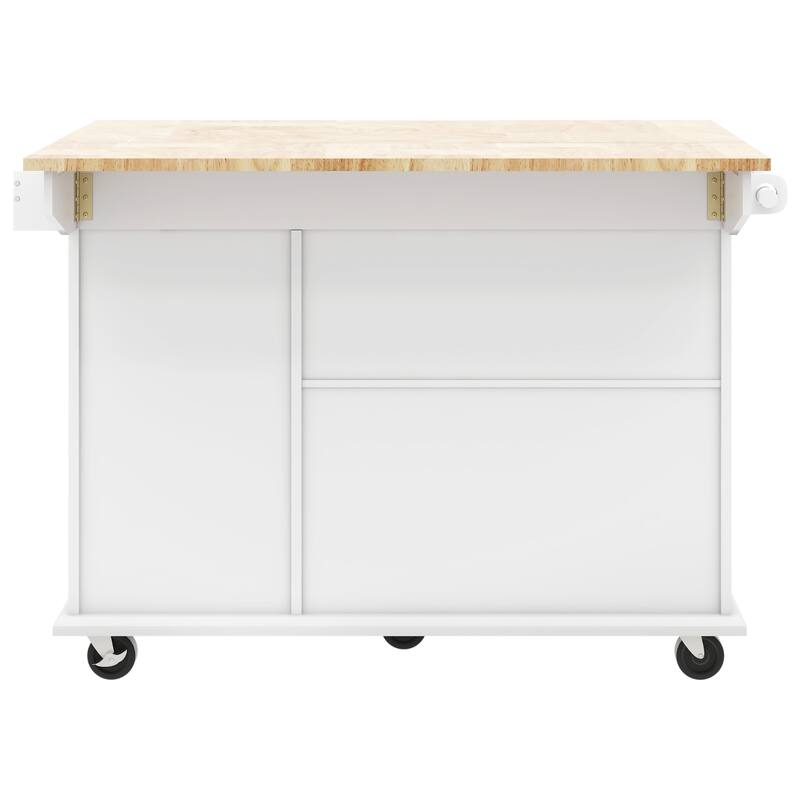 Kitchen Island with 3 Tier Pull Out Cabinet, Drop Leaf Breakfast Bar on Locking Wheels with 1 Drawer & Internal Storage Racks