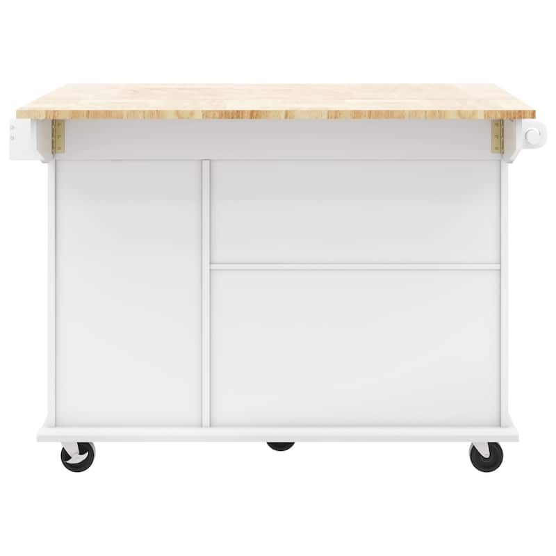 Kitchen Island with Drop Leaf,with Spice Rack, Towel Rack