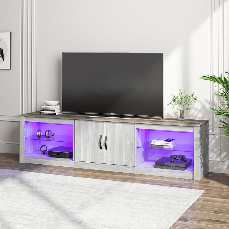 70 inch TV Stand 20 Color RGB Light Entertainment Center