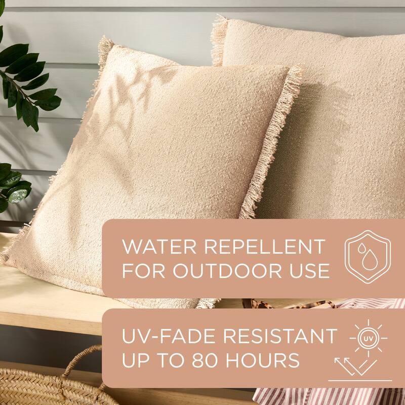 TOWN & COUNTRY EVERDAY Rio Solid Fringe Indoor/Outdoor Decorative Pillow 20"X20" Sage Green