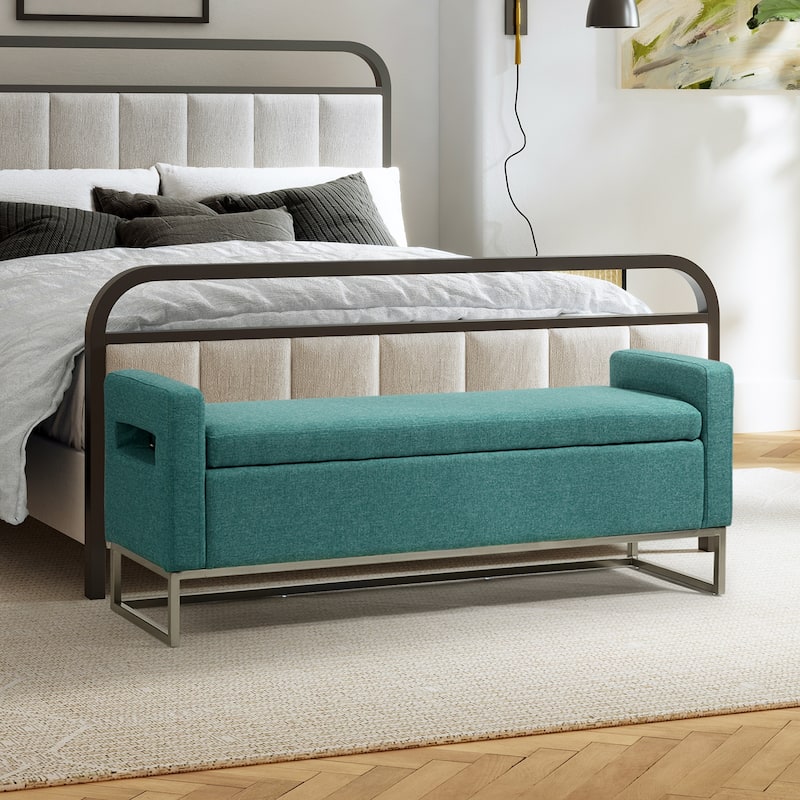 Diana Modern Upholstered Filp-Top Storage Bench with Sturdy Metal Legs