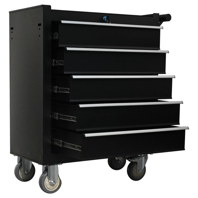 5-drawer metal rolling tool cabinet, storage toolbox with brake wheels, toolbox with lock