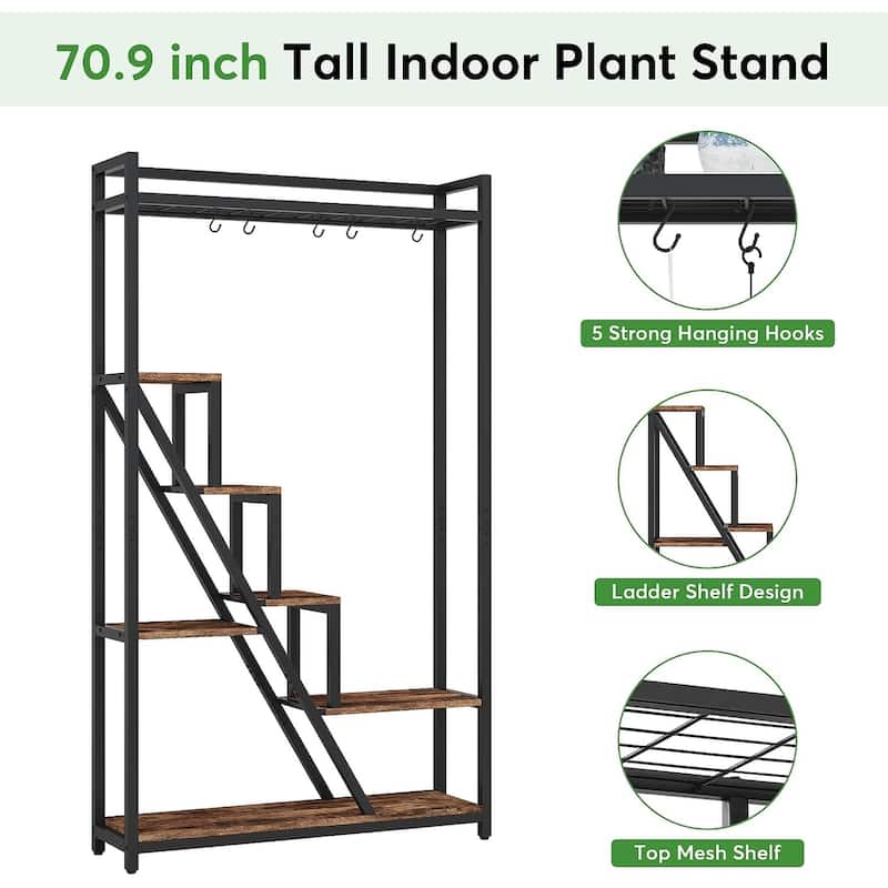 70.9" Tall Indoor Plant Stand, 7-Tier Plant Shelf
