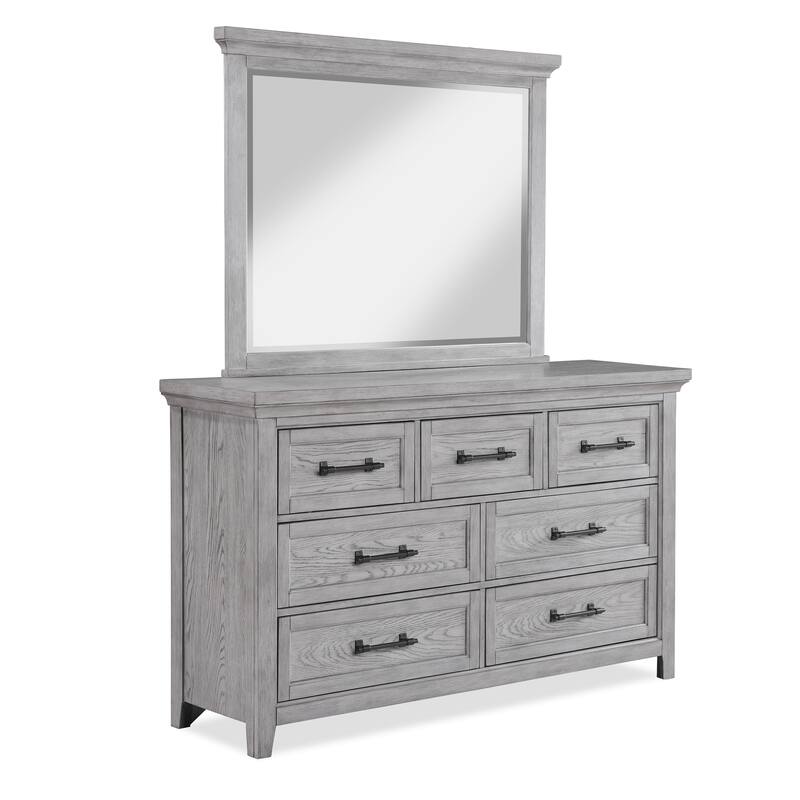 Debra 6 Piece Gray Panel Bench Footboard Bedroom Set