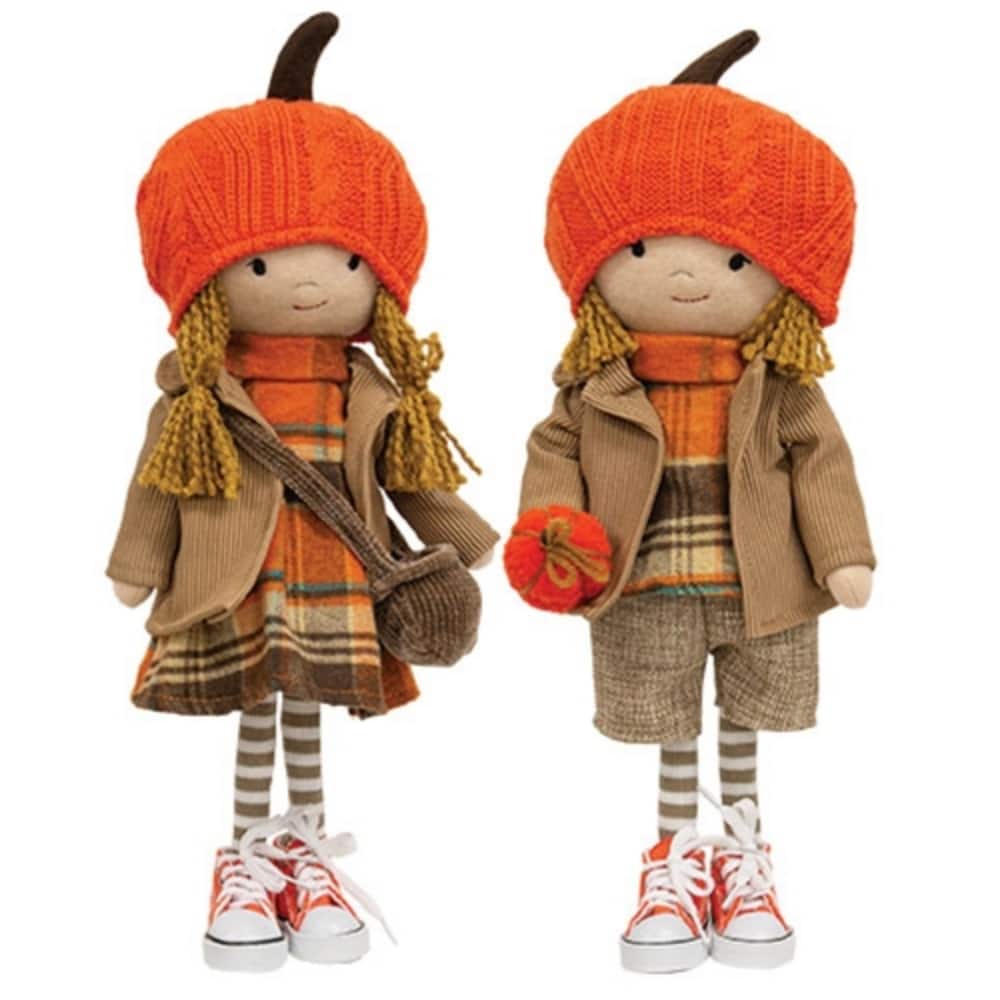 Cozy Fall Plush Dolls for Autumn Home Decor Orange Brown Outfit Decorative Kids Figures 2 asstd