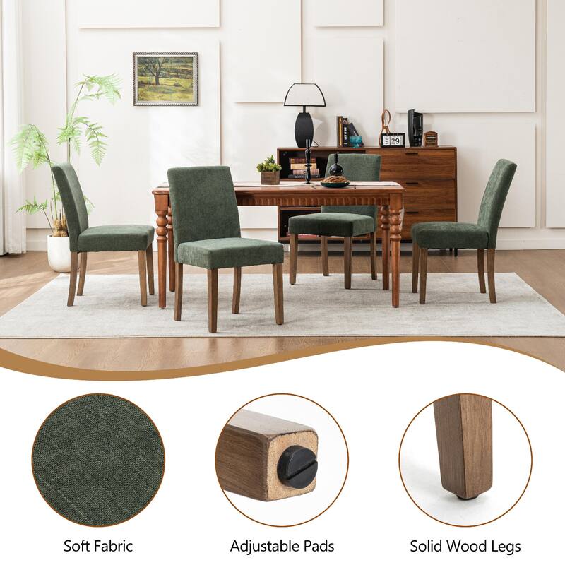 Upholstered Modern Dining Chairs, Linen Fabric Side Chairs Set of 2