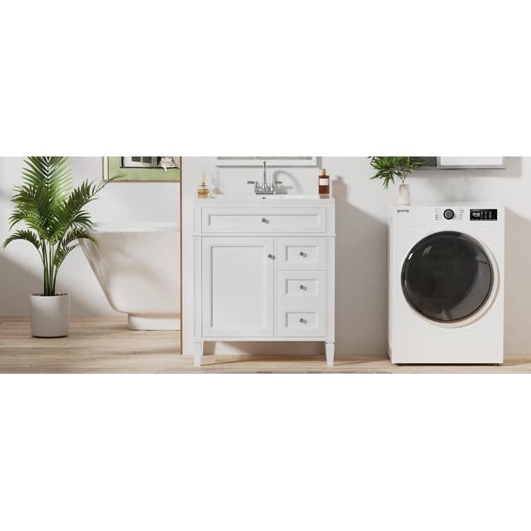 30''Bathroom Vanity With Top Sink, Modern Bathroom Storage Cabinet With 2 Drawers And A Tip-Out Drawer,Single Sink