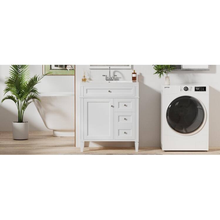 Freestanding Bathroom Vanities, Multipurpose Bathroom Storage Cabinet, Bathroom Vanity with Top Sink & 1 Tip-Out Drawer