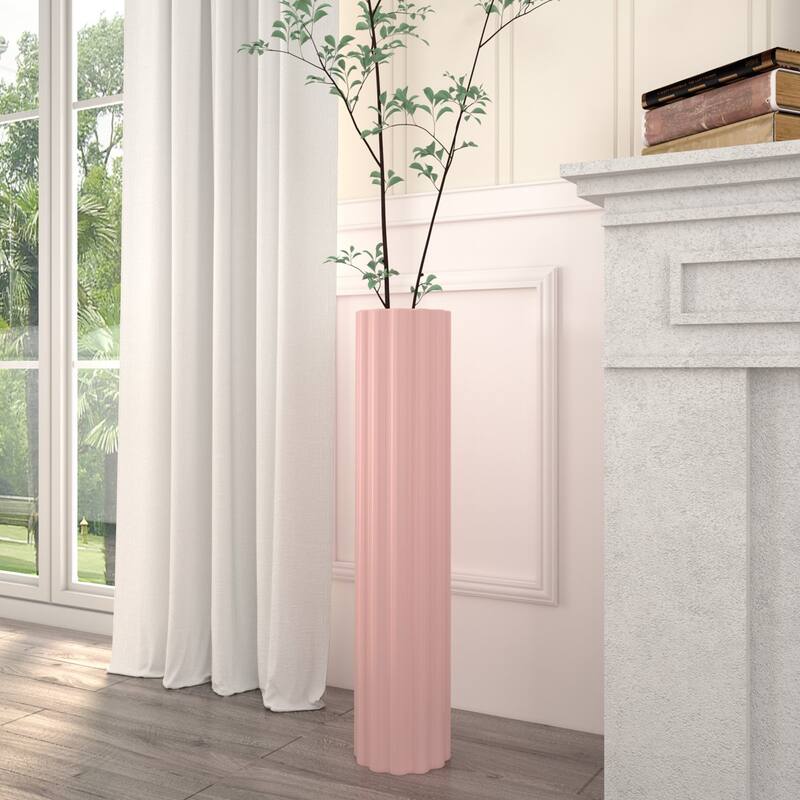 Modern Handmade Pink Ceramic Tall Floor Vase - Pink