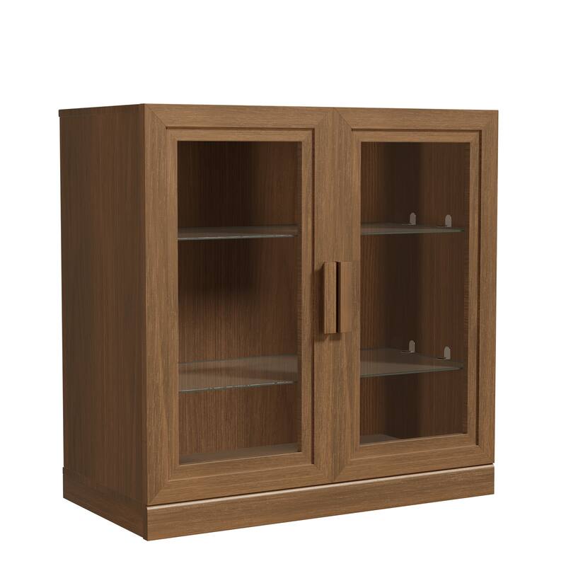 31"H Classic Storage Cabinet with Adjustable Shelves with Glass Door