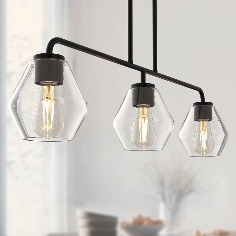 YANSUN 3-Pack Pear-Shaped Clear Glass Lamp Shades, 6.0in in Lamp Shade for Lighting Fixture Replacement - 5.98*5.87*5.98