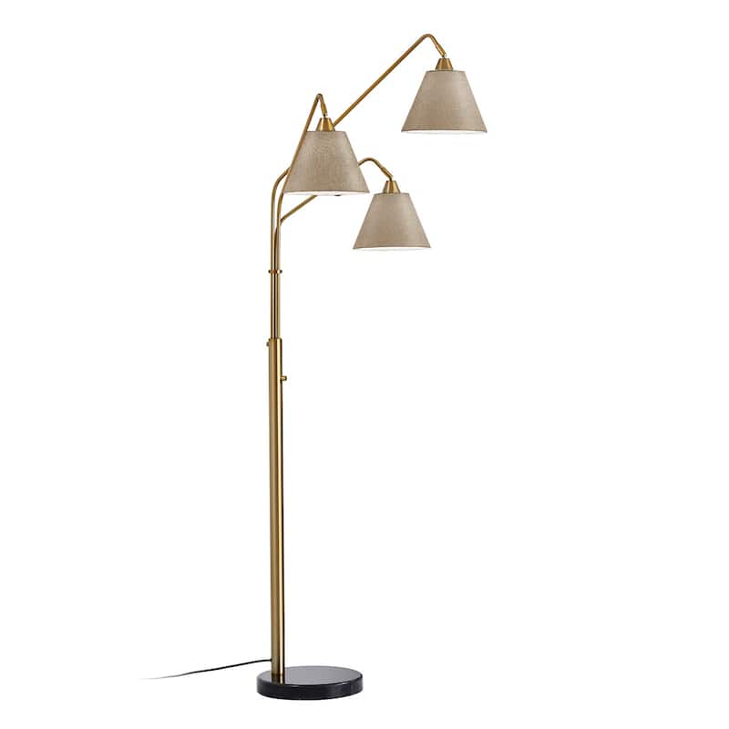 Midtown 84"H 3-Light Arch Floor Lamp, Dark Bronze Finish with Brown Shades