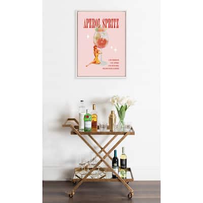 Kate and Laurel Sylvie Beaded Aperol Spritz Pinup Framed Canvas by Alli Standefer
