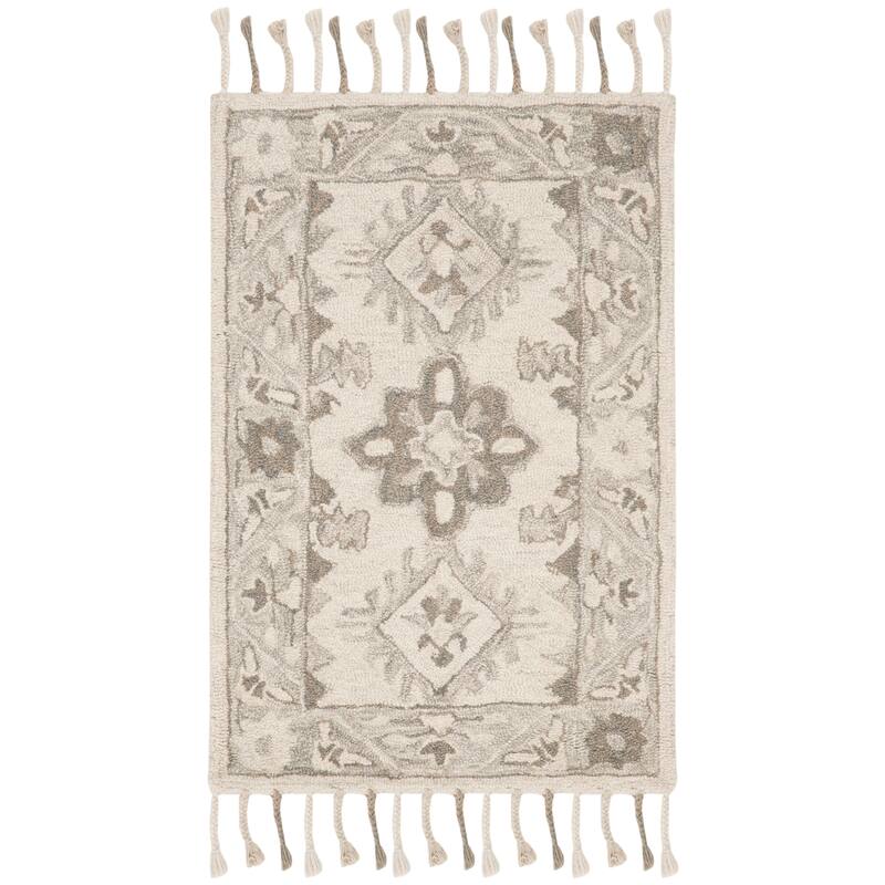 SAFAVIEH Handmade Aspen Fortunee & Eclectic Floral & Botanical - 2' x 3' - Light Grey/Grey - Runner/Rectangle
