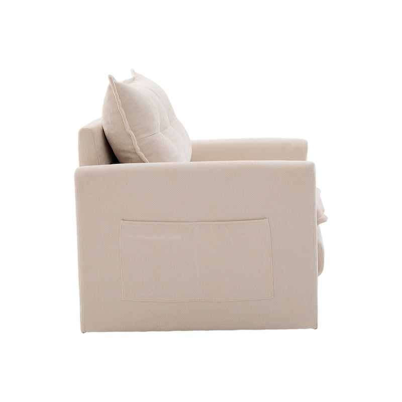 Chenille 360° Swivel Barrel Chair with Memory Foam and Side Pockets