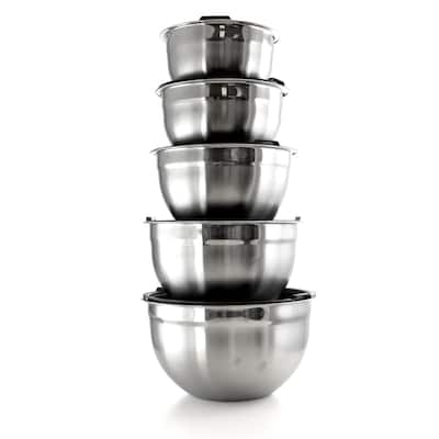 Stainless Steel Nesting Design Mixing Bowls with Lids 5 Piece Set
