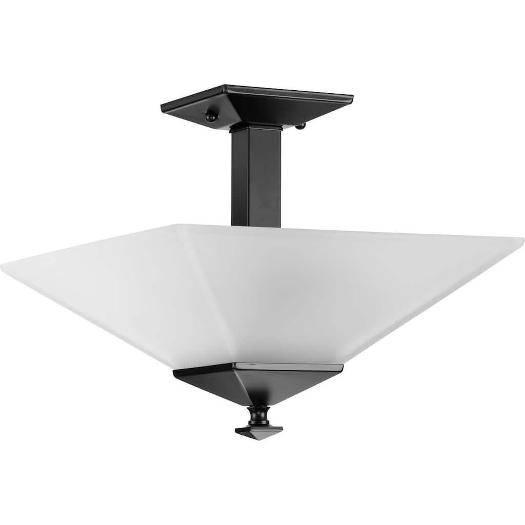 Clifton Heights Collection 12-3 4" Two-Light Modern Farmhouse Matte Black Etched Glass Semi-Flush Mount Light
