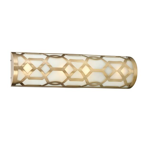 slide 2 of 7, Libby Langdon for Crystorama 1 Light Aged Brass Bath Fixture - 24'' W x 6.5'' H x 4'' D