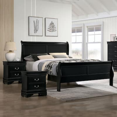 Lavina Transitional Solid Wood 3-Piece Sleigh Bedroom Set by Furniture of America