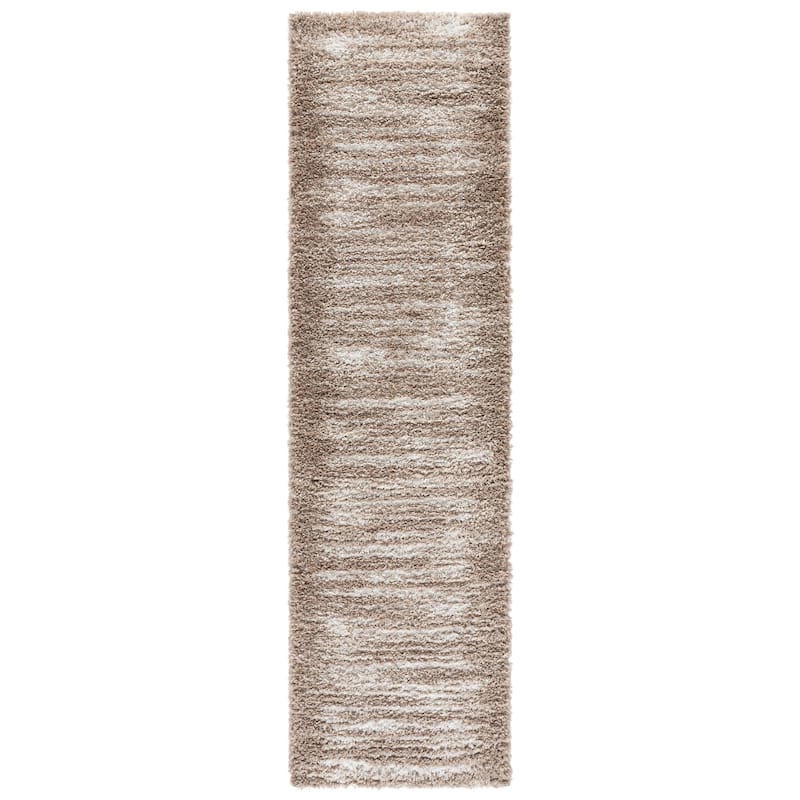 SAFAVIEH Atlantis Shag Annerose Ultra Thick Plush Rug - 2'2" x 8' Runner - Beige/Ivory
