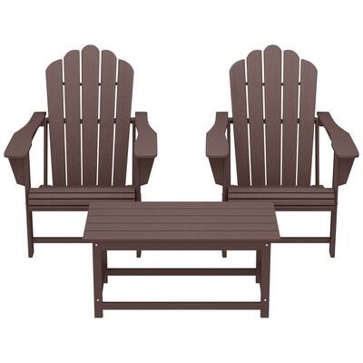 Aderson Outdoor Poly Adirondack Chair Set with Coffee Table