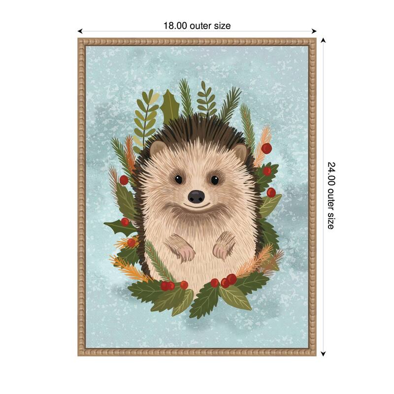 Kate and Laurel Sylvie Beaded Christmas Hedgehog Framed Canvas by Mia Charro