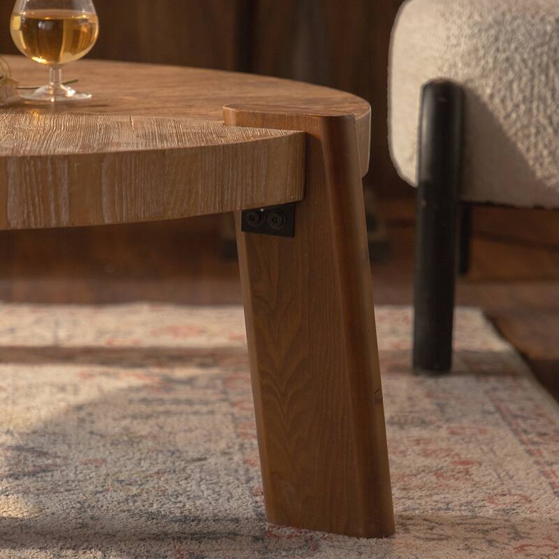 Three Legs Wood Round Coffee Table