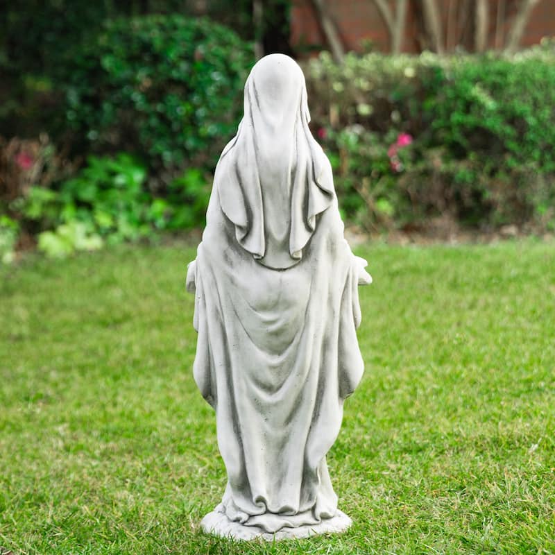 Glitzhome 30"H Vintage MgO Blessed Mother Virgin Mary Spring Garden Statue Indoor Outdoor Sculpture