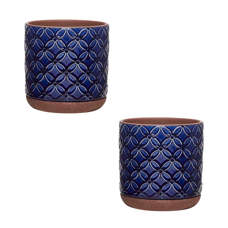 Southern Patio Griffy Blue Ceramic 8.1-inch Planter (Pack of 2)