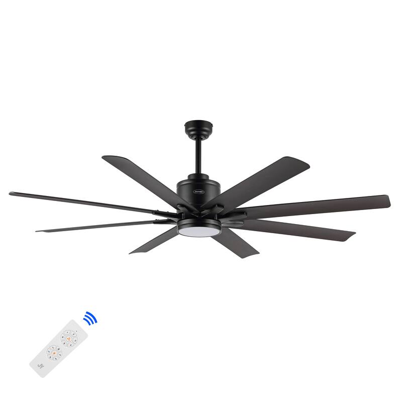 Miranda 66" 1-Light Contemporary Iron Mobile-App/Remote-Controlled 6-Speed Ceiling Fan with Integrated LED Light by JONATHAN Y