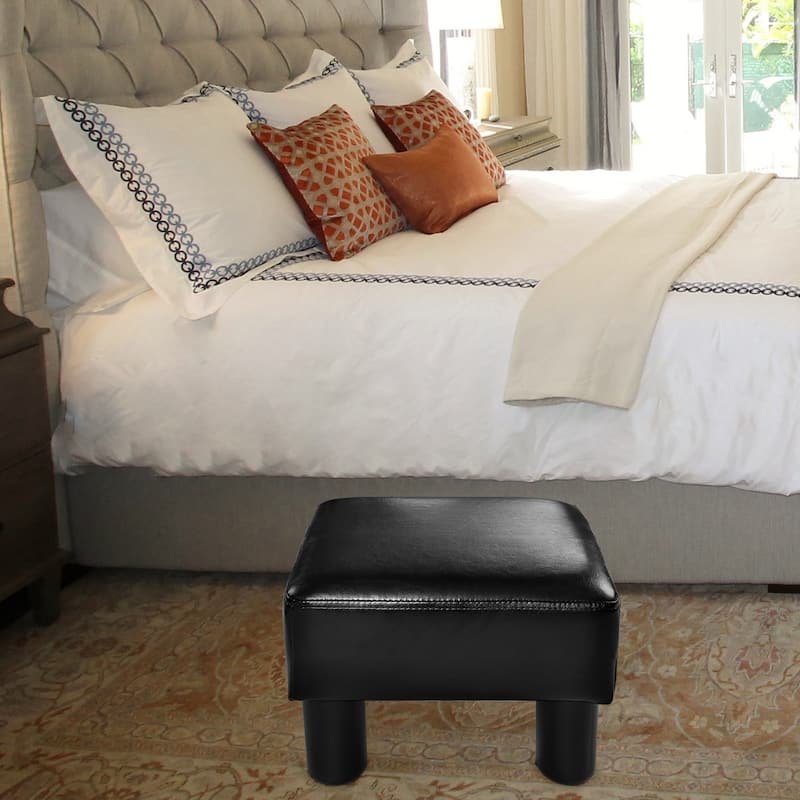 Gymax PU Leather Ottoman Rectangular Footrest Small Stool - See Details