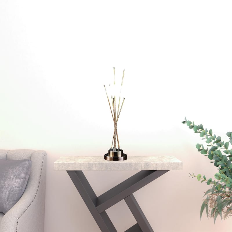 Clear Metal Globe Table Lamp with 6 Frosted Acrylic Shades - 7” x 7” x 27.5” (D x W x H)