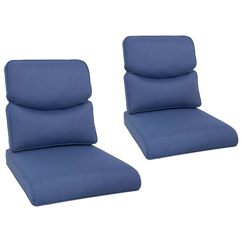 2 Pair Patio Soft Cushions for Outside - Blue - smile style