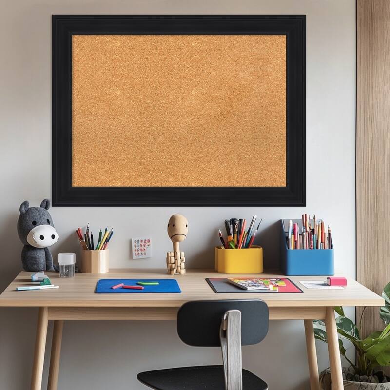 Abbey Black Framed Cork Board - Bulletin Board, Organization Board, Pin Board