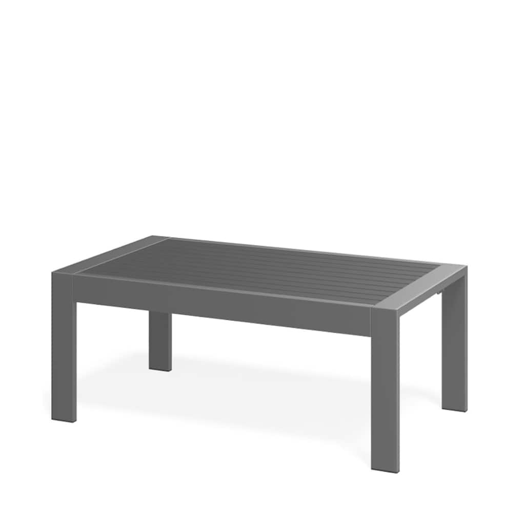 43x24" Metal Coffee Table with Wood-Look Top and Gray Frame