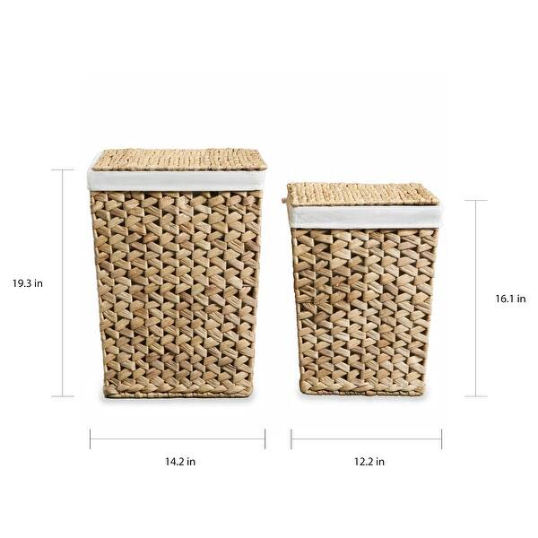 vidaXL Laundry Basket Set 2 Pieces Water Hyacinth Bed Bath & Beyond