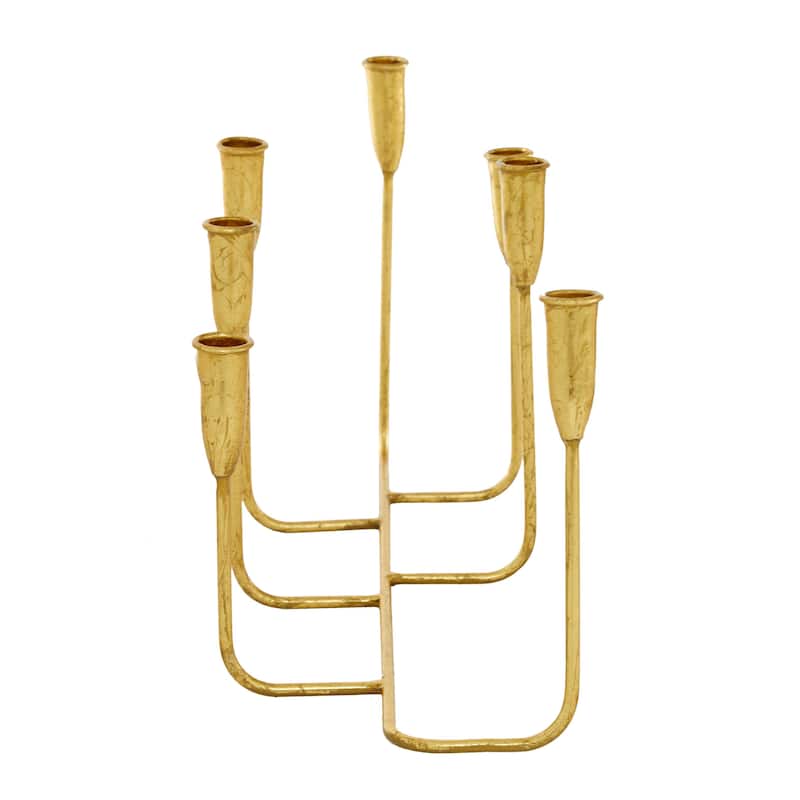 Metal Long Tapered 7 Holder Decorative Candelabra - Gold or Black - CosmoLiving by Cosmopolitan