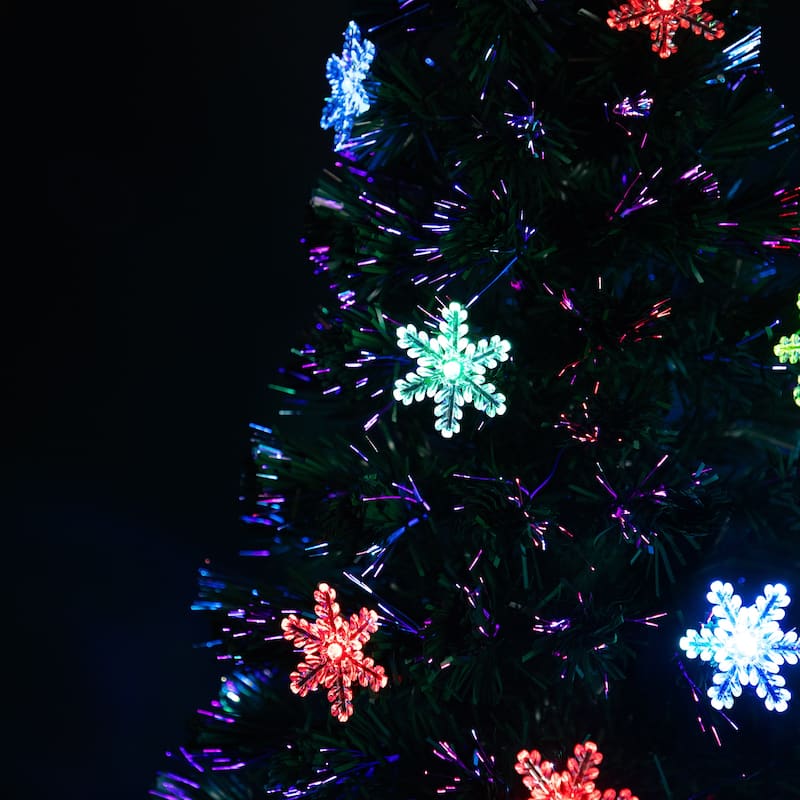 Pre-Lit Fiber Optic Snowflake Artificial Christmas Tree - 7' - Multi LED Lights