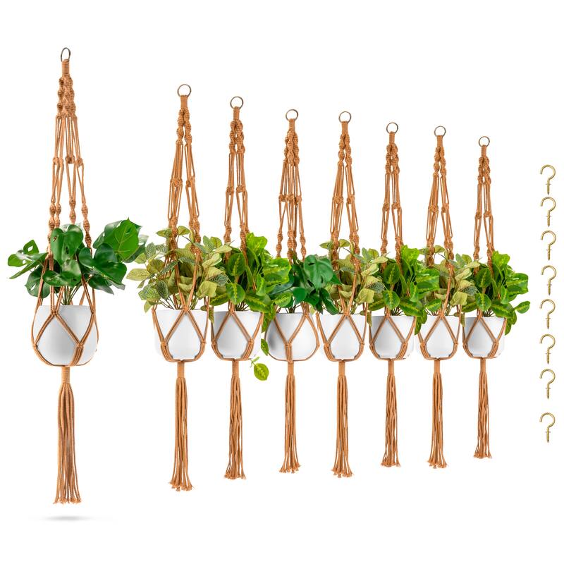 Macrame Plant Hanger (4, 6, 8 Pack) Hanging Plant Pots Cotton Rope