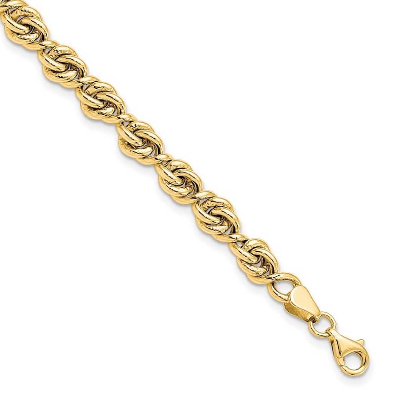 Curata 10k Yellow Gold Polished Love-knot Fancy Link Bracelet 7.25 Inch