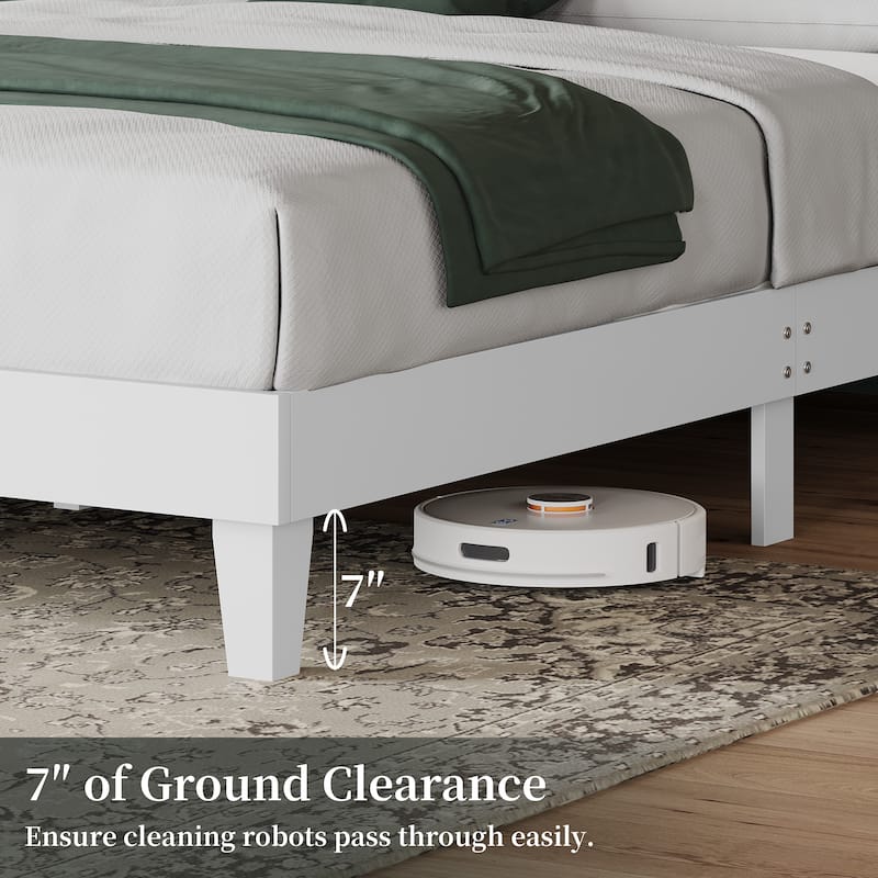 Yaheetech Farmhouse Wooden Bed Frame with Headboard No Box Spring Needed