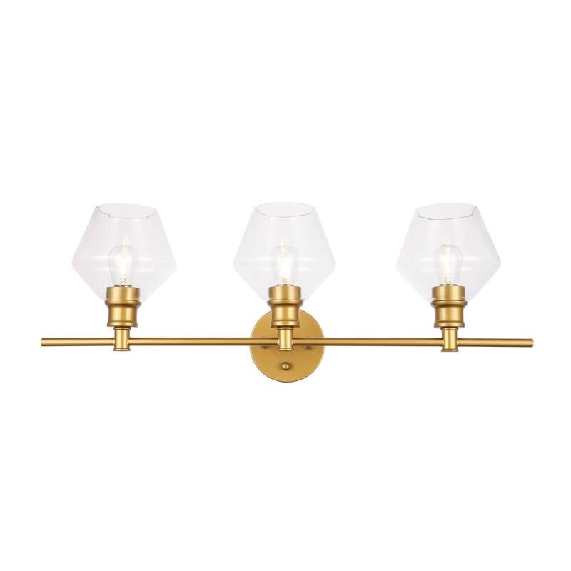 Elegant Lighting Gene 3 Light 28" Wide Bathroom Vanity Light with - Brass