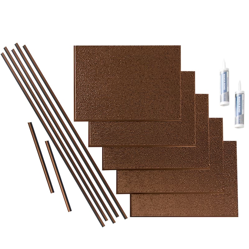 FASÄDE Hammered Decorative Vinyl Backsplash Panel - 15 Sq Ft Kit - Oil Rubbed Bronze