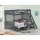 preview thumbnail 23 of 35, Contemporary Twin over Full Bunk Bed with Masculine Style Frame, Angled Ladder, Guardrails and Convertible Design Grey