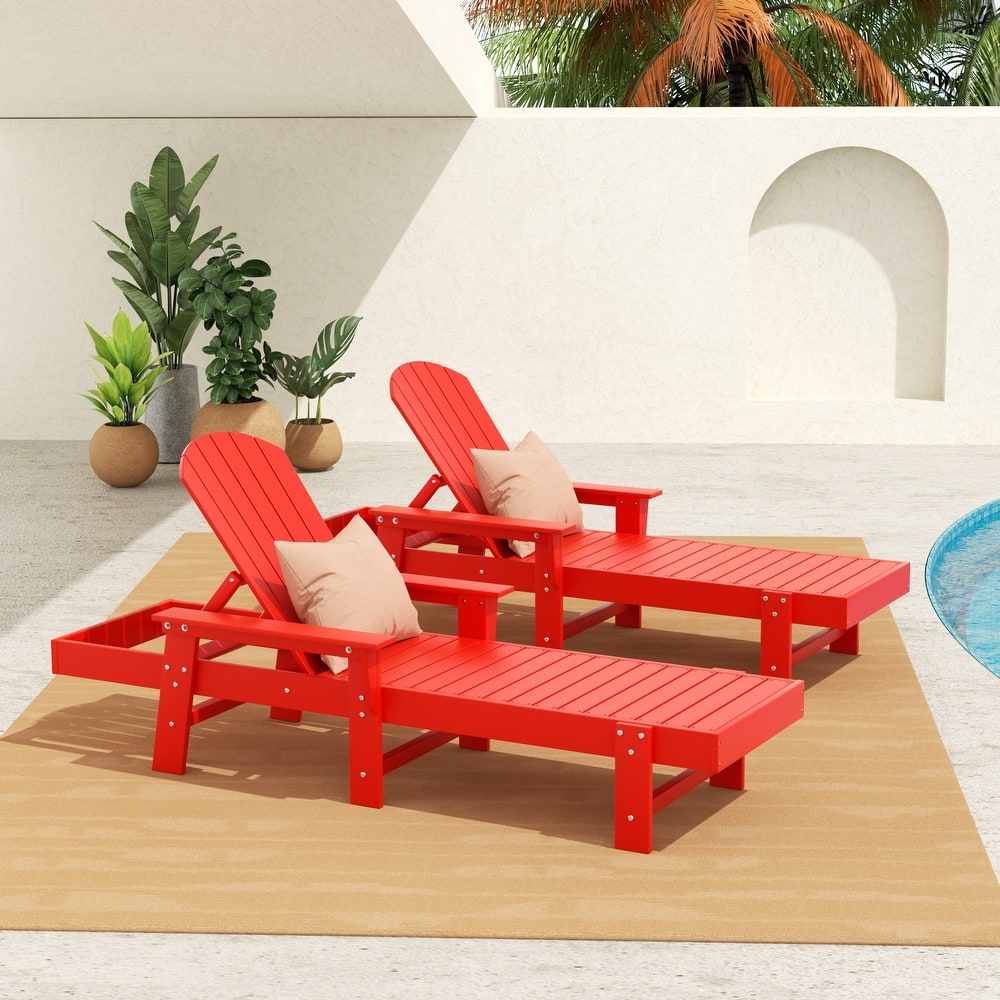 Polytrends Altura Poly Eco-Friendly All Weather Reclining Chaise Lounge with Arms (Set of 2)