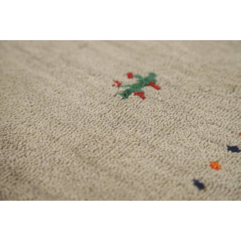 Hand Knotted Oriental 100% Wool Carpet Tribal Animal Pictorial Beige & Ivories Gabbeh Area Rug - 4' 10'' X 2' 9''