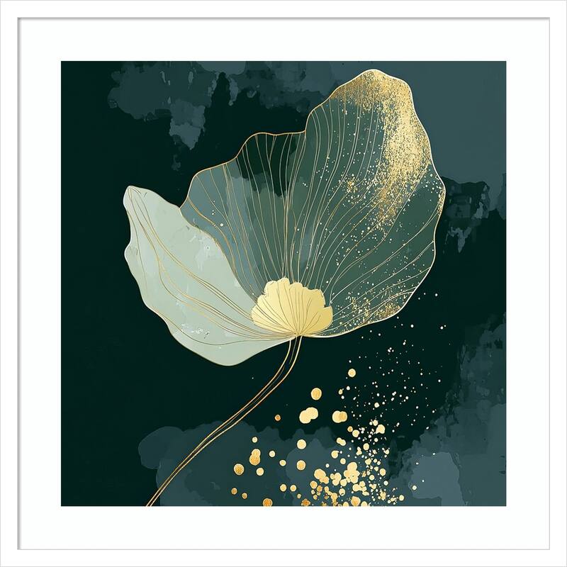 Petals of Jewel and Gold by Tradelink inhouse artist Wood Framed Wall Art Print