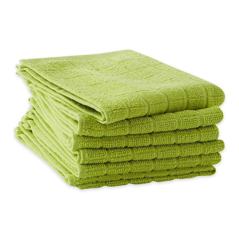 DII Solid Windowpane Terry Dishcloth Set of 6
