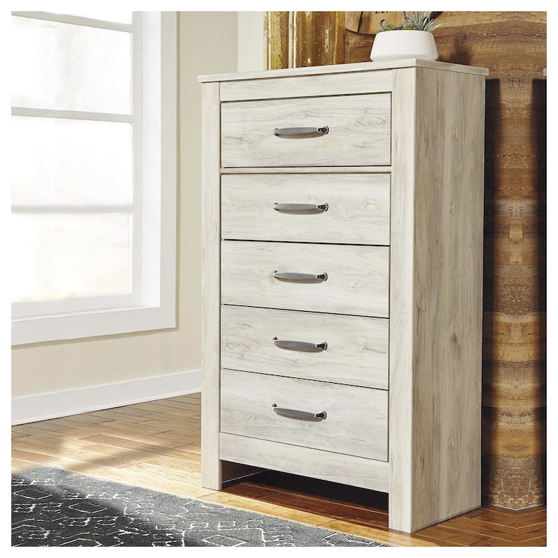 Signature Design by Ashley Bellaby Whitewash Dresser - Antique White - 5-drawer